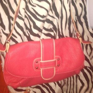 5/$25 Franco Sarto small pink purse w/ white outlining